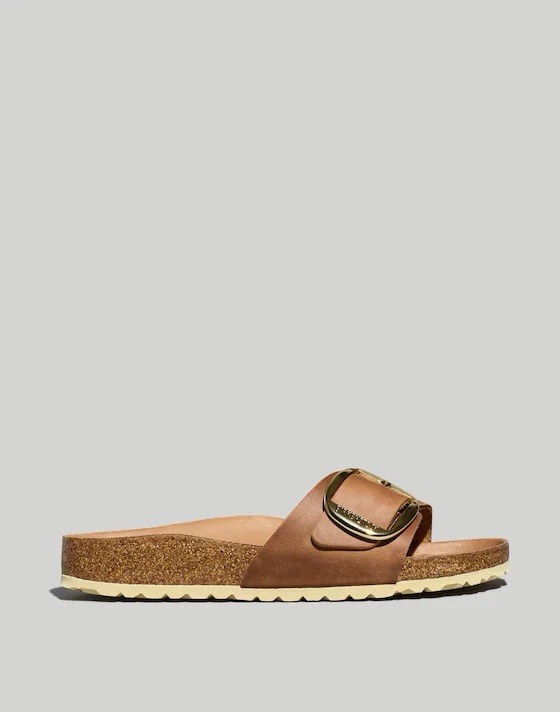 Birkenstock Madrid Big Buckle Oiled Leather Slide Sandals Cognac 9-9.5 US / 40EU