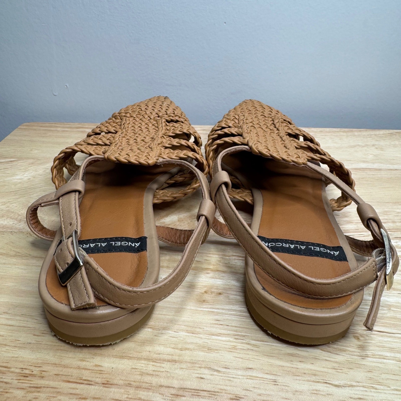Angel Alarcon Anthropologie Fisherman Sandals Woven Leather Pointed Toe Size 38