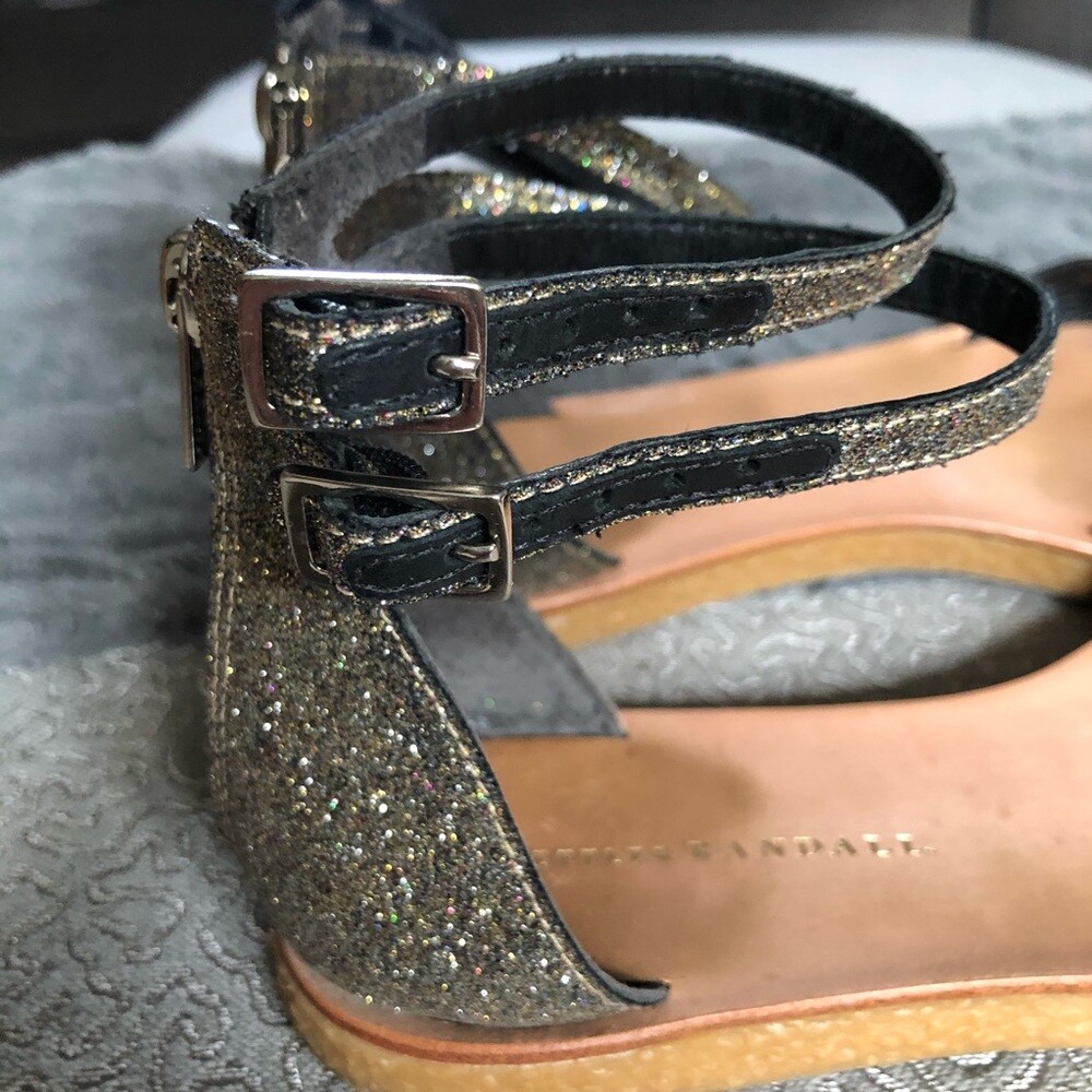 Loeffler Randall Odette Glittery Platform Sandal Double Ankle Strap Flat: 10