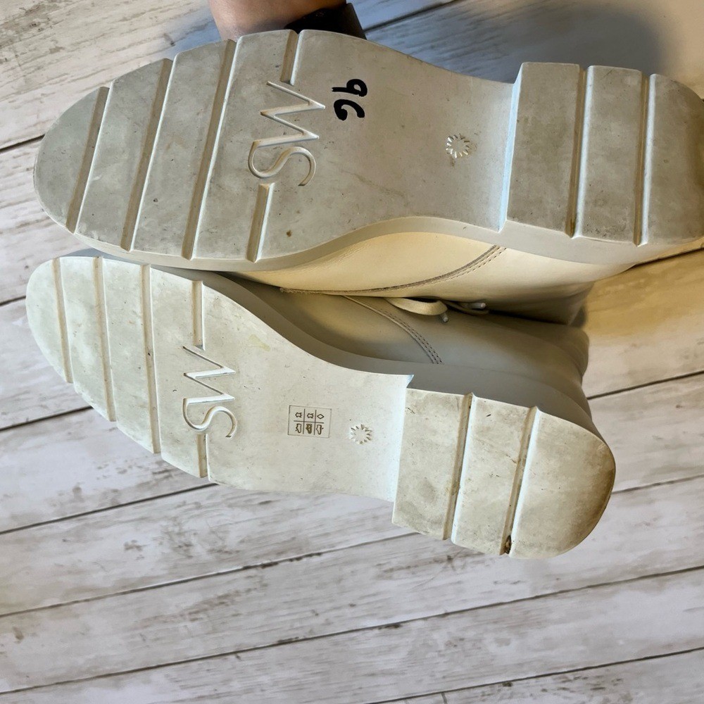 Stuart Weitzman Mckenzee White Leather Combat Boots White Size 6