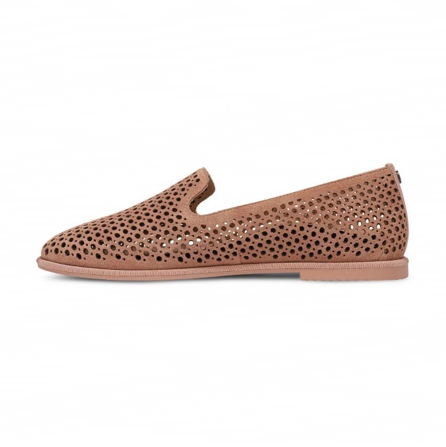 VIONIC Women Willa 2.0 Perf Slip on Flat, Mocha Mousse Suede (NEW)