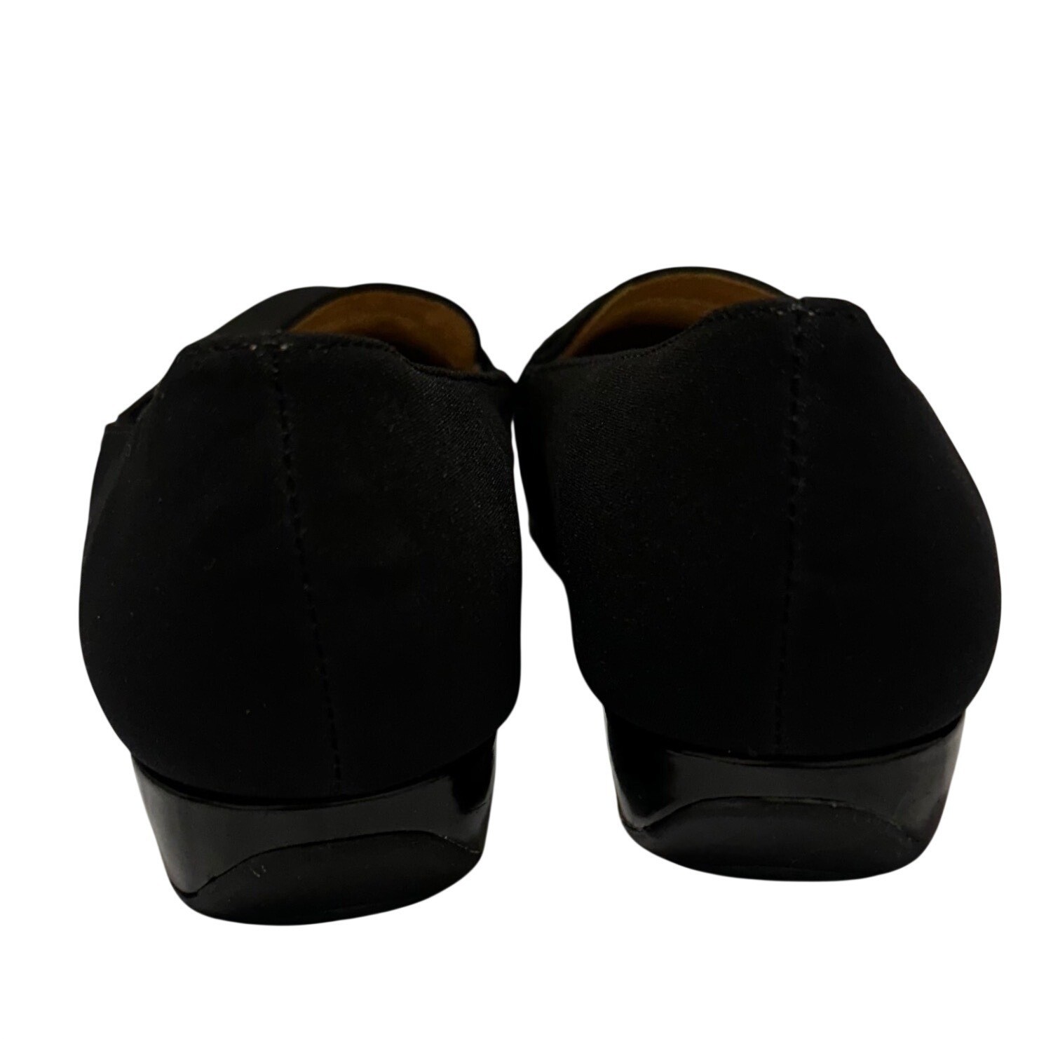 Kelly & Katie Denna Black Textile Patent Strap Loafers Low Wedge Flats Womens 7M