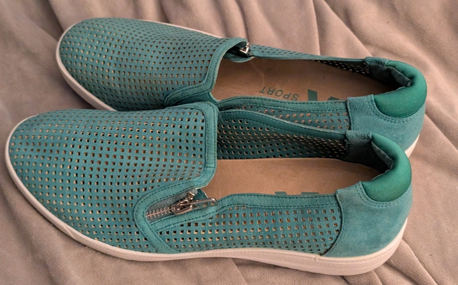 Anne Klein Shoes Womens 8 M AK7YARIS Casual Slip On Loafer Teal Green Textile