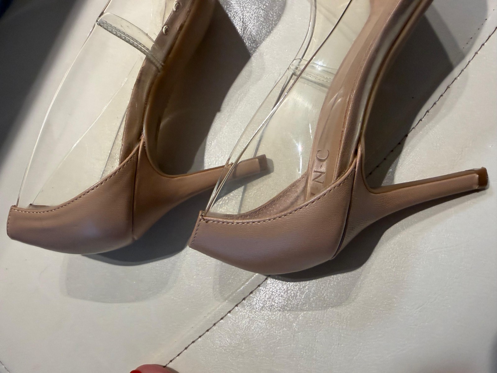 INC International Concepts Heels Shoes Women Dress Clear Vinyl Nude 9