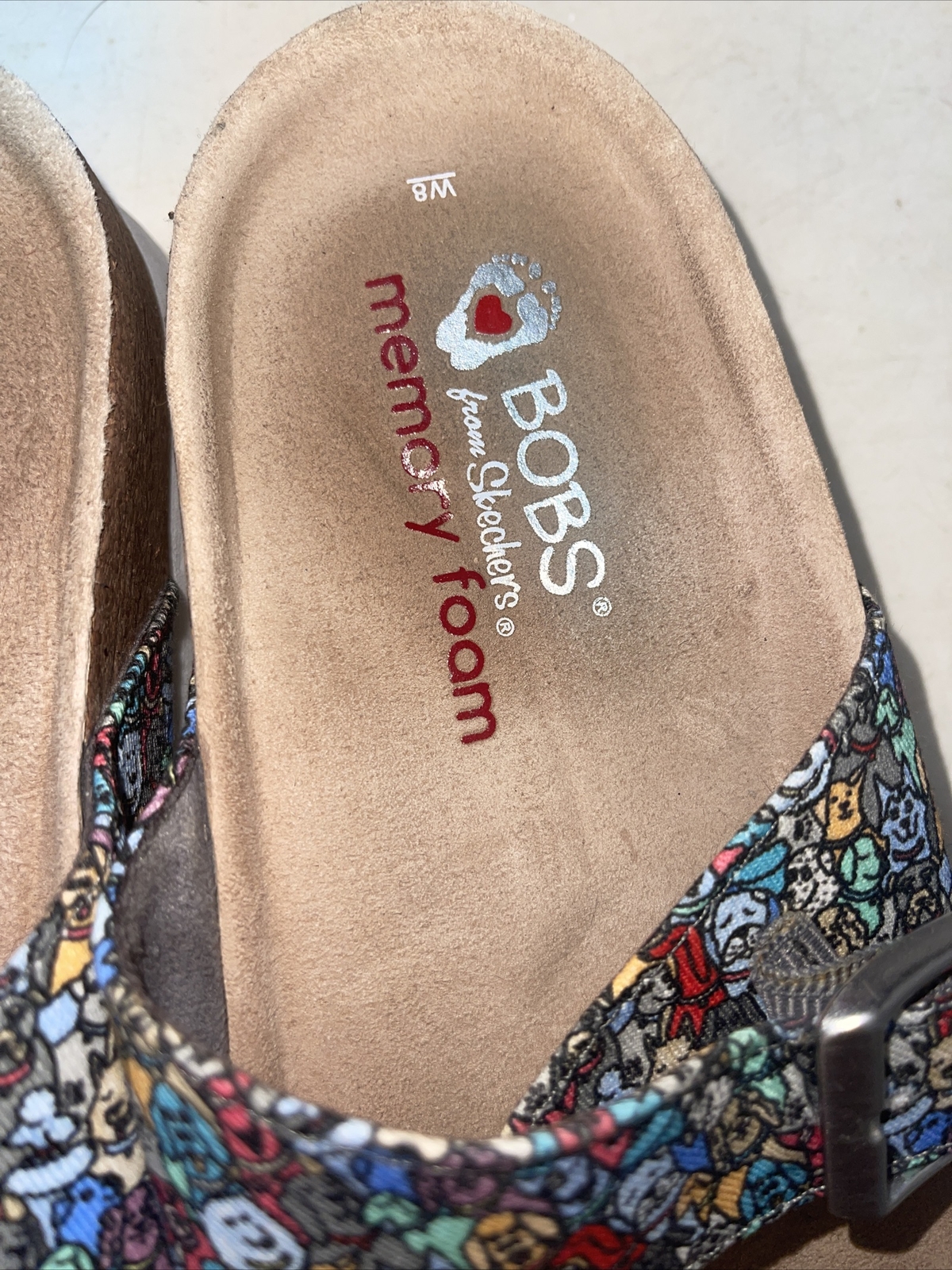 Bobs from Skechers Platform Bohemian Dog Print Double Buckle Sandals Sz 8 Mm15