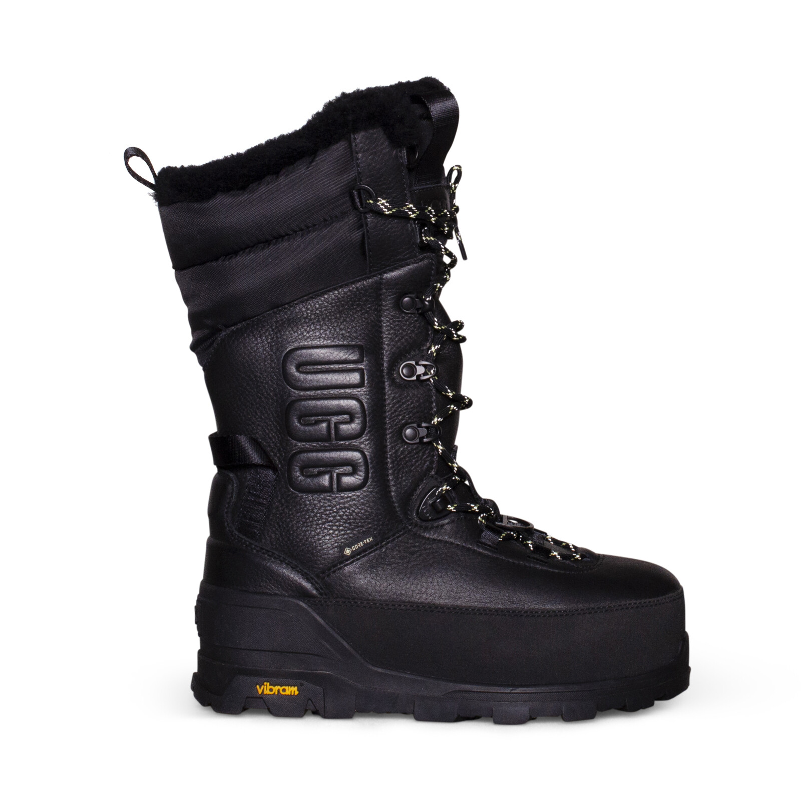 UGG SHASTA TALL WINTER BLACK LEATHER BOOT WOOL ALL GENDER BOOTS SIZE US M4/W5