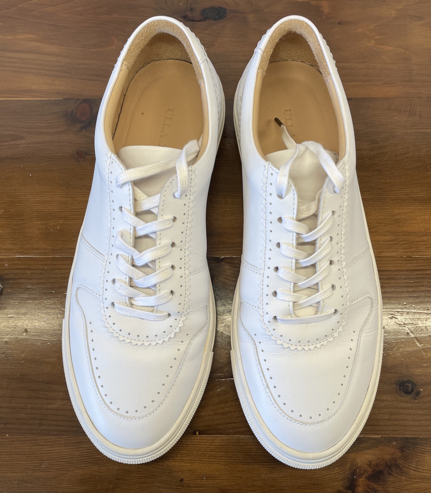 Ulla Johnson Kai Leather Sneakers Shoes Woman 9 White Brogue Preppy City Worn 1x