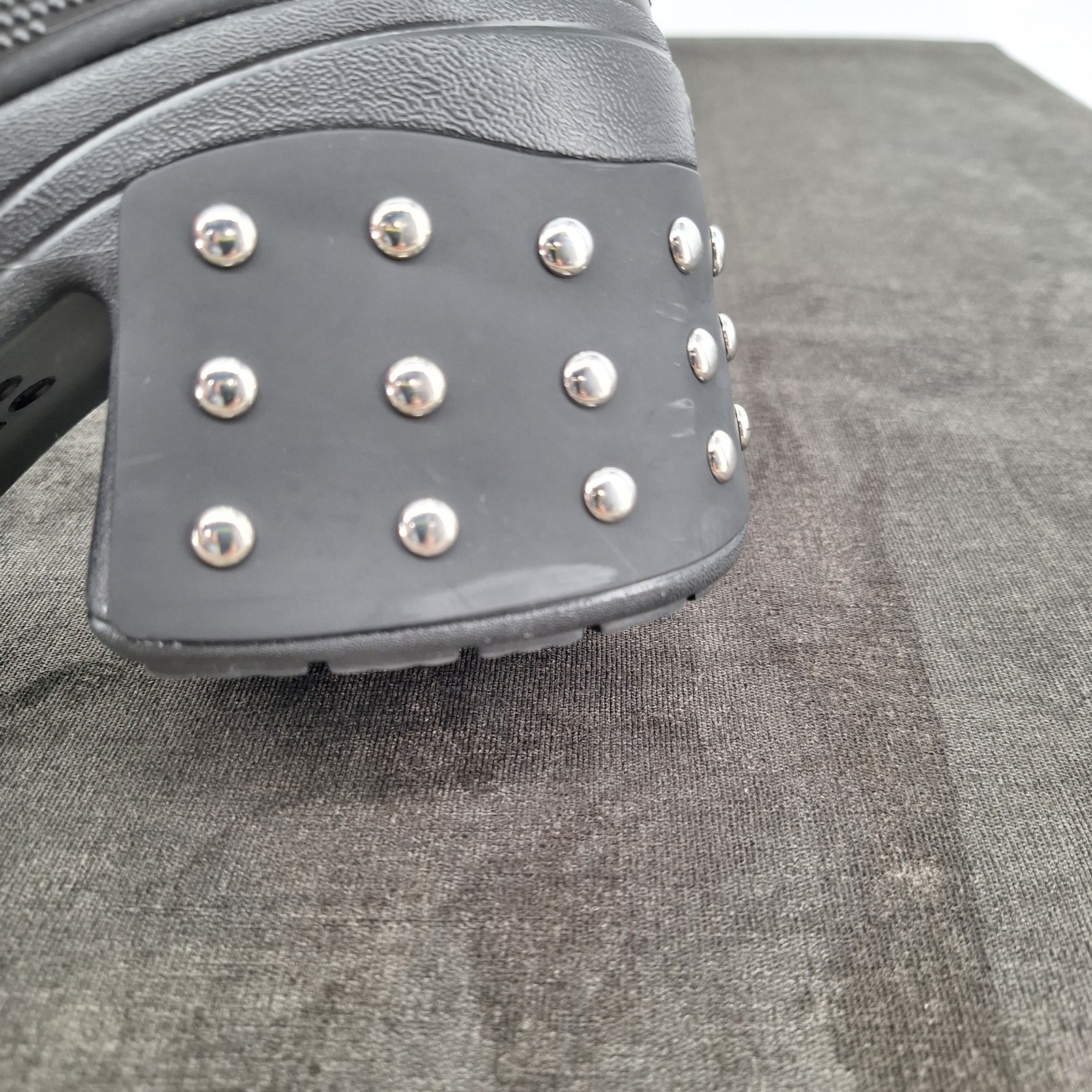 Crocs Siren Black Heel Studded Steampunk Platform Chunky Mule Clog Shoes W 11 M9
