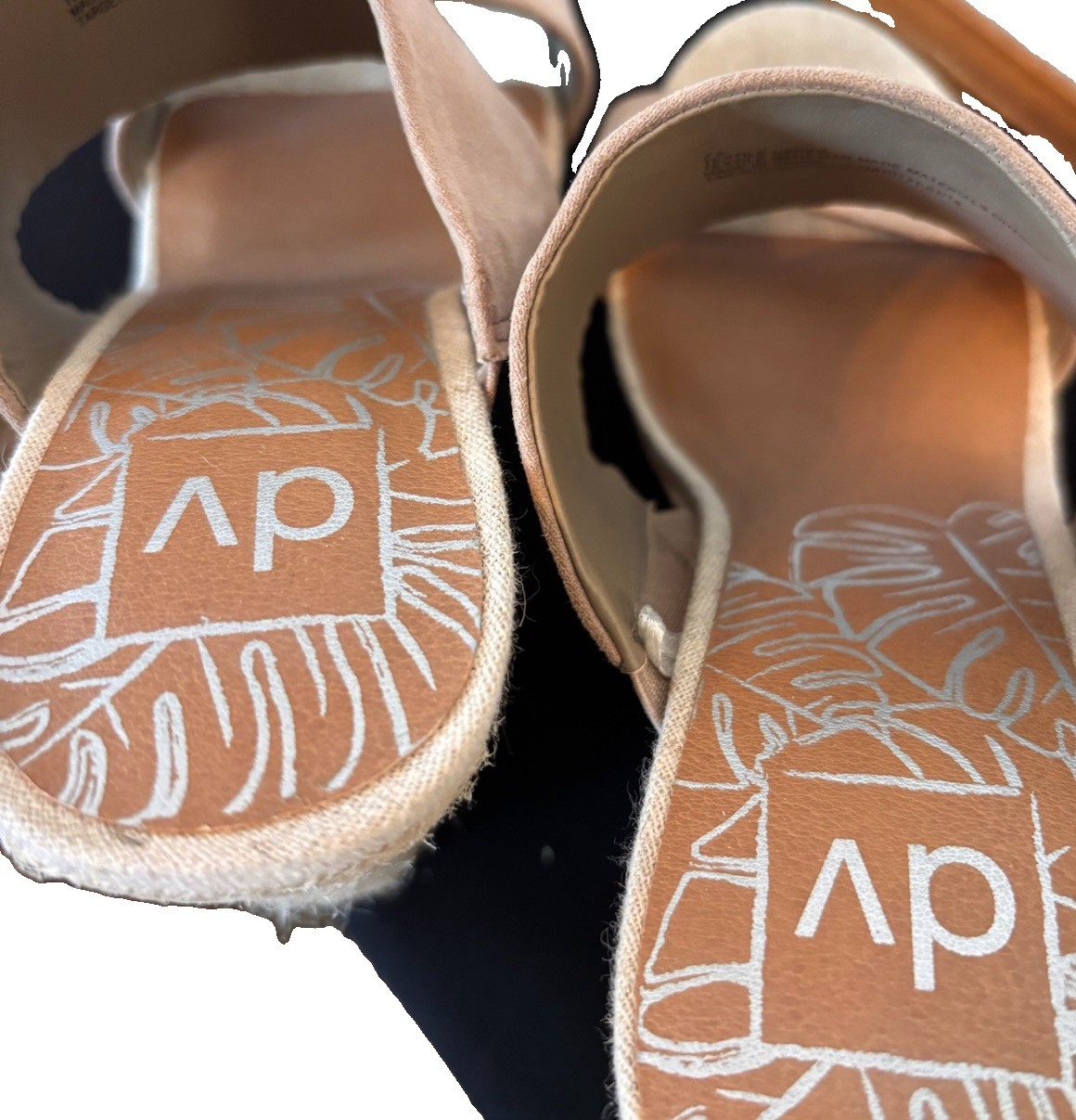 dv Tan Espadrille Wedge Slide Sandals Womens Slip On Textile Upper US 7.5