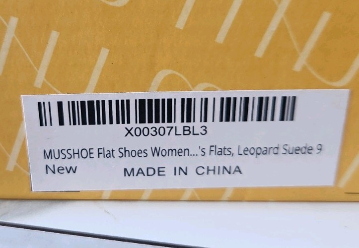 musshoe Animal Print Pointed Toe Slip On Flats Brown Black Faux Suede