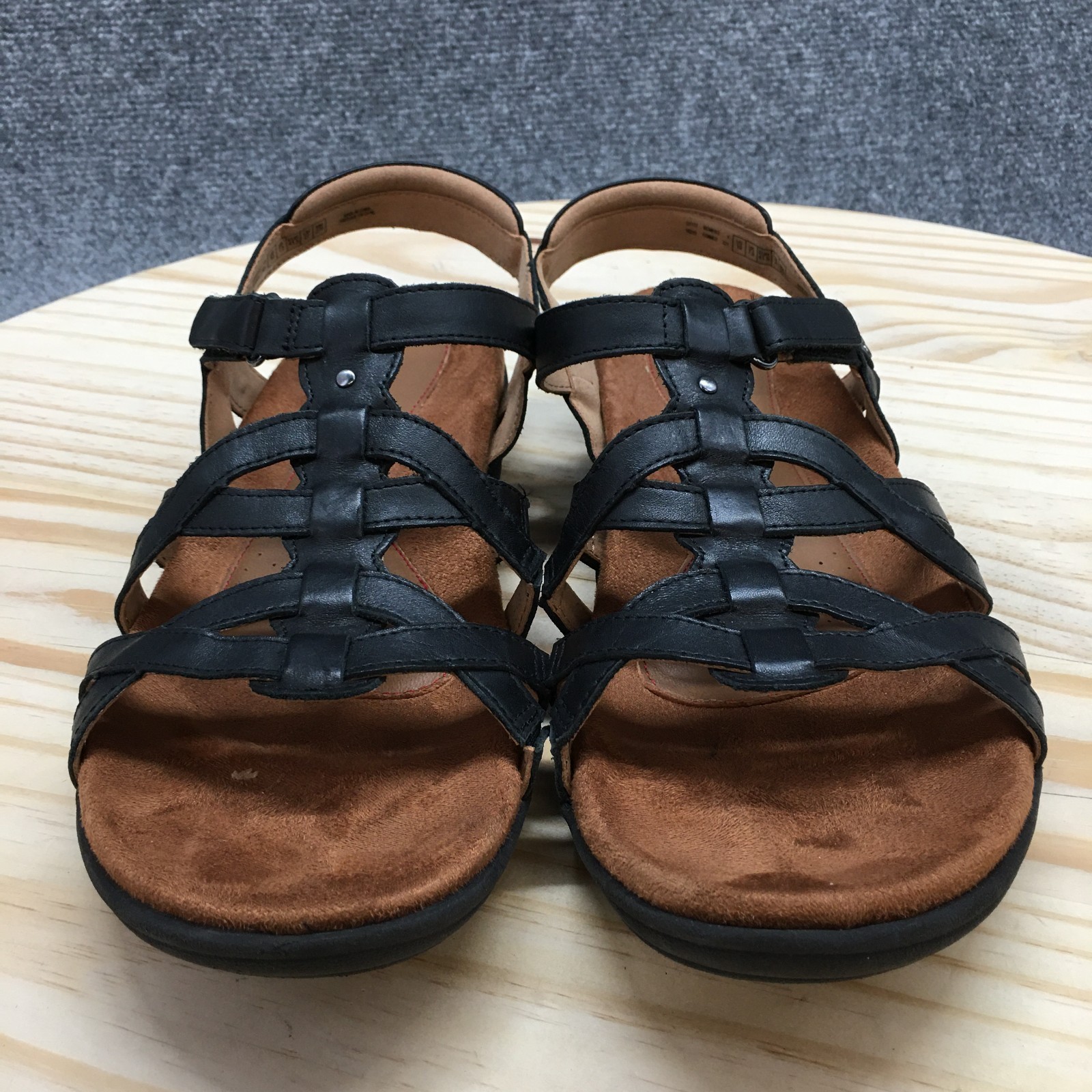 Cobb Hill Sandals Womens 10 N Ruby Strappy Slingback Flats CI7777 Black Leather