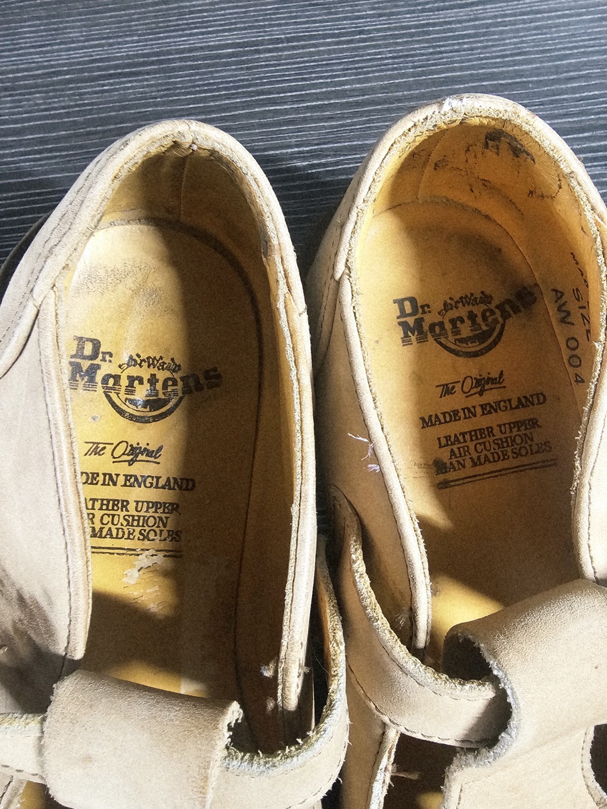 VINTAGE 90s Doc Martens 8062 T Strap Shoes Mary Jane Tan UK 4 US 6 Floral Grunge