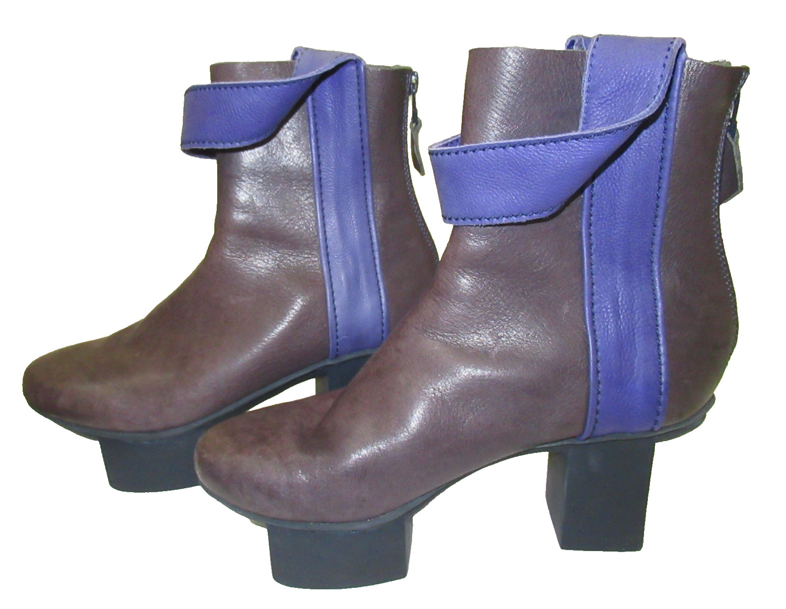 From Germany: TRIPPEN Leather Black Ankle Boots with Blue Detailing, 37 (6 1/2)