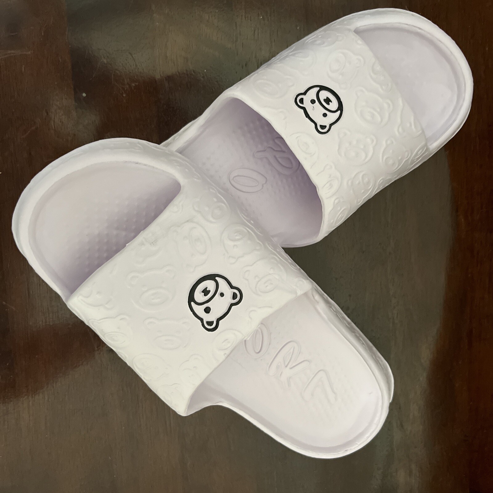 NEW CUTE BEAR PILLOW SLIDES LAVENDER SZ 9-10 GARDEN BATHROOM SHOES NIB USA