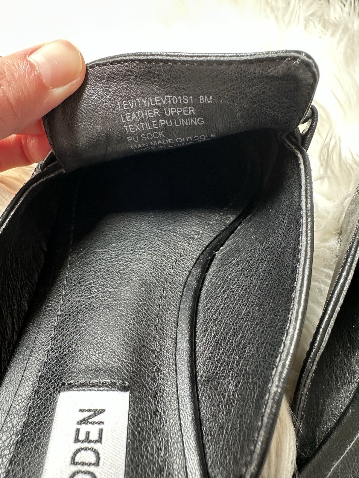 Steve Madden Black Leather Slide Flats Chain Pointed Toe Slip-On Women’s 8