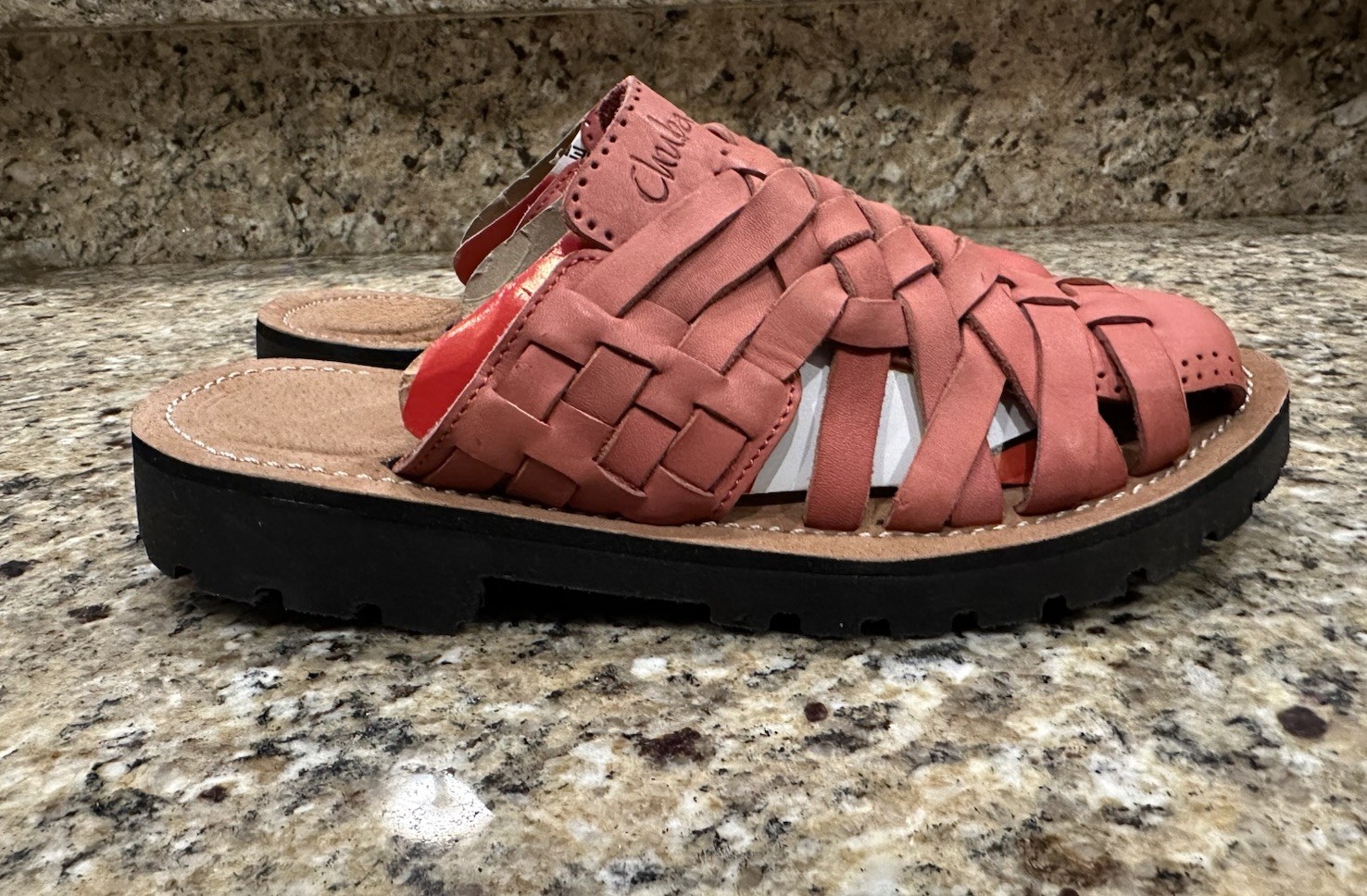 CHUBASCO Mexico Marta Crimson Sandals Shoes Woven Slip On Mens 5 Womens 7 NEW