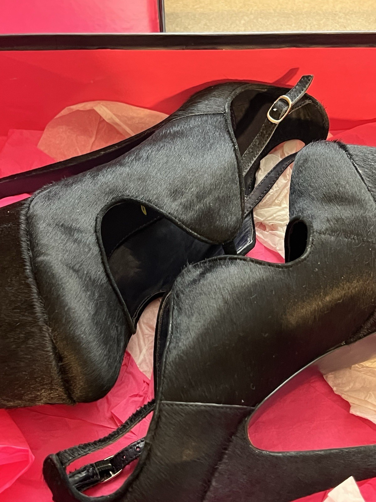 London Trash Candy Black Pony Hair Platform Stiletto Heels Size 8