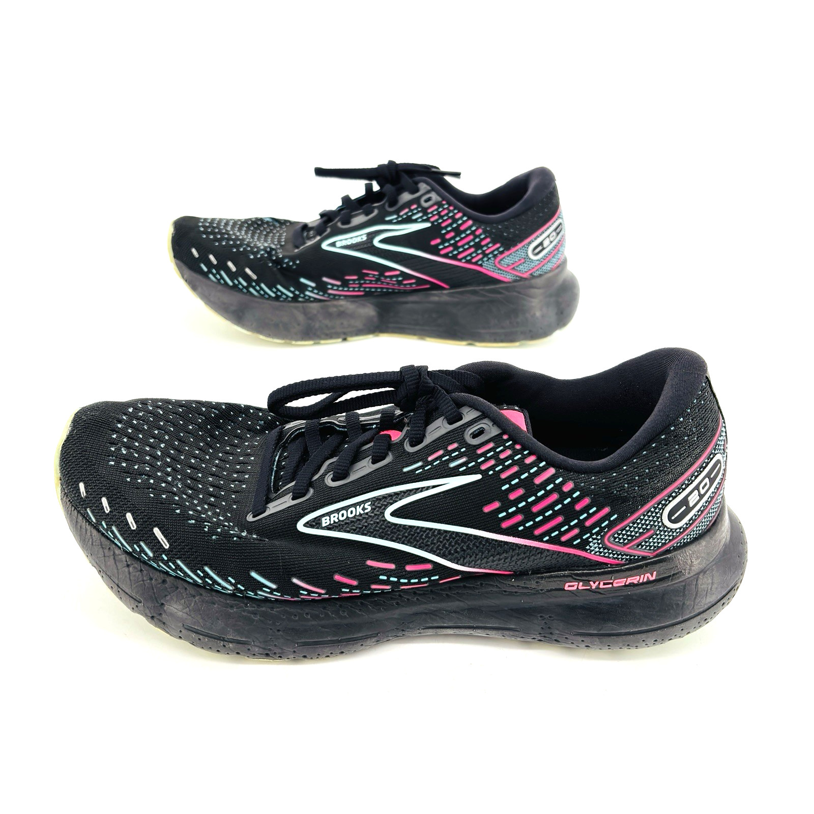 Womens 9.5 Medium B Brooks Glycerin 20 Black Blue Pink Running Shoes 1203691B005