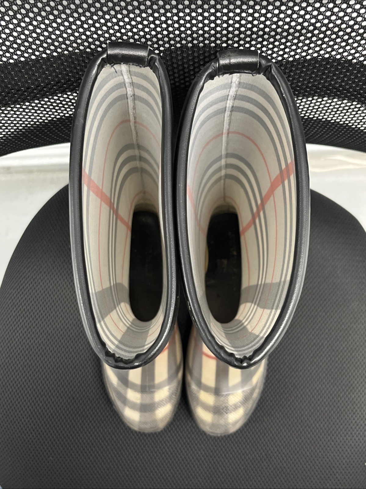 Burberry Nova Check Rubber Rain Boots (4 US, 37 EUR)