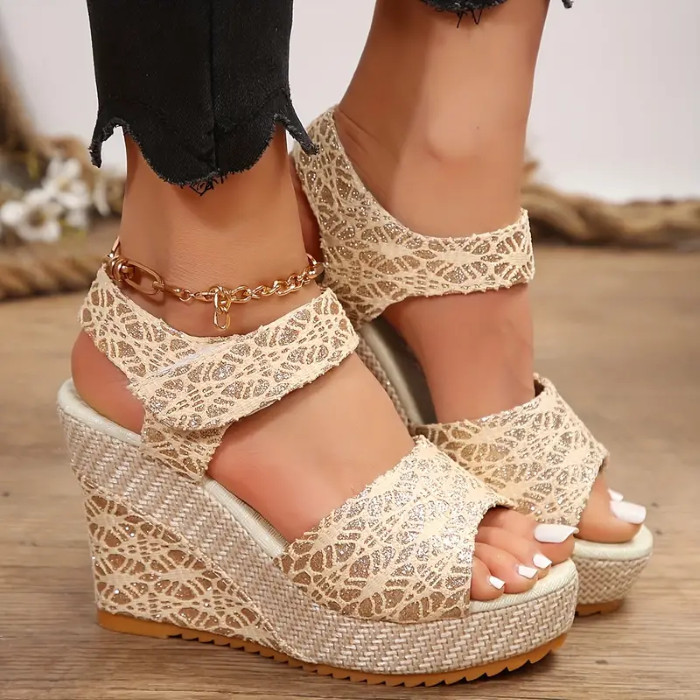 Ladies Platform Summer Espadilles Wedge Sandal Design Ivory US SIZE 8.5 EUR 41