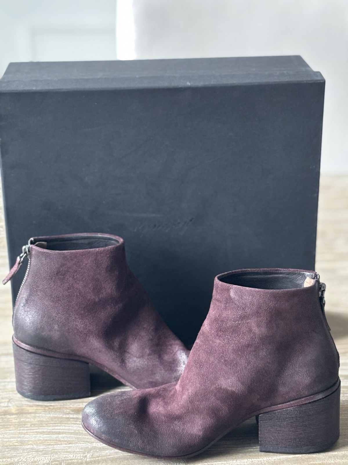 Marsell Burgundy Vino Funghetto Suede Ankle Boots SZ 36 New With Box MSRP $1040.