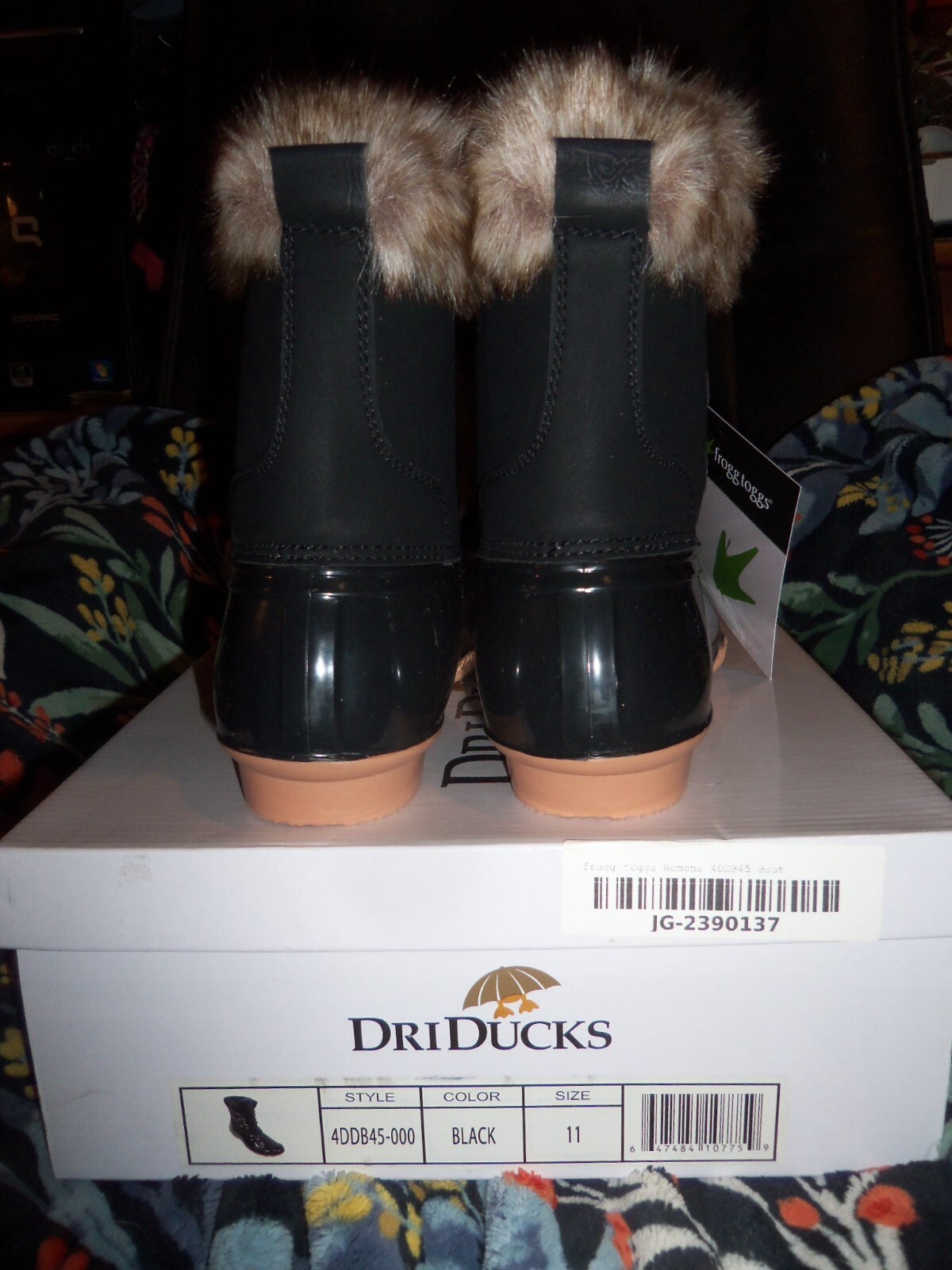 DriDucks Dri Ducks Frogg Toggs Bailey Fur Rain Snow Boots Shoes Black Sz 11 New