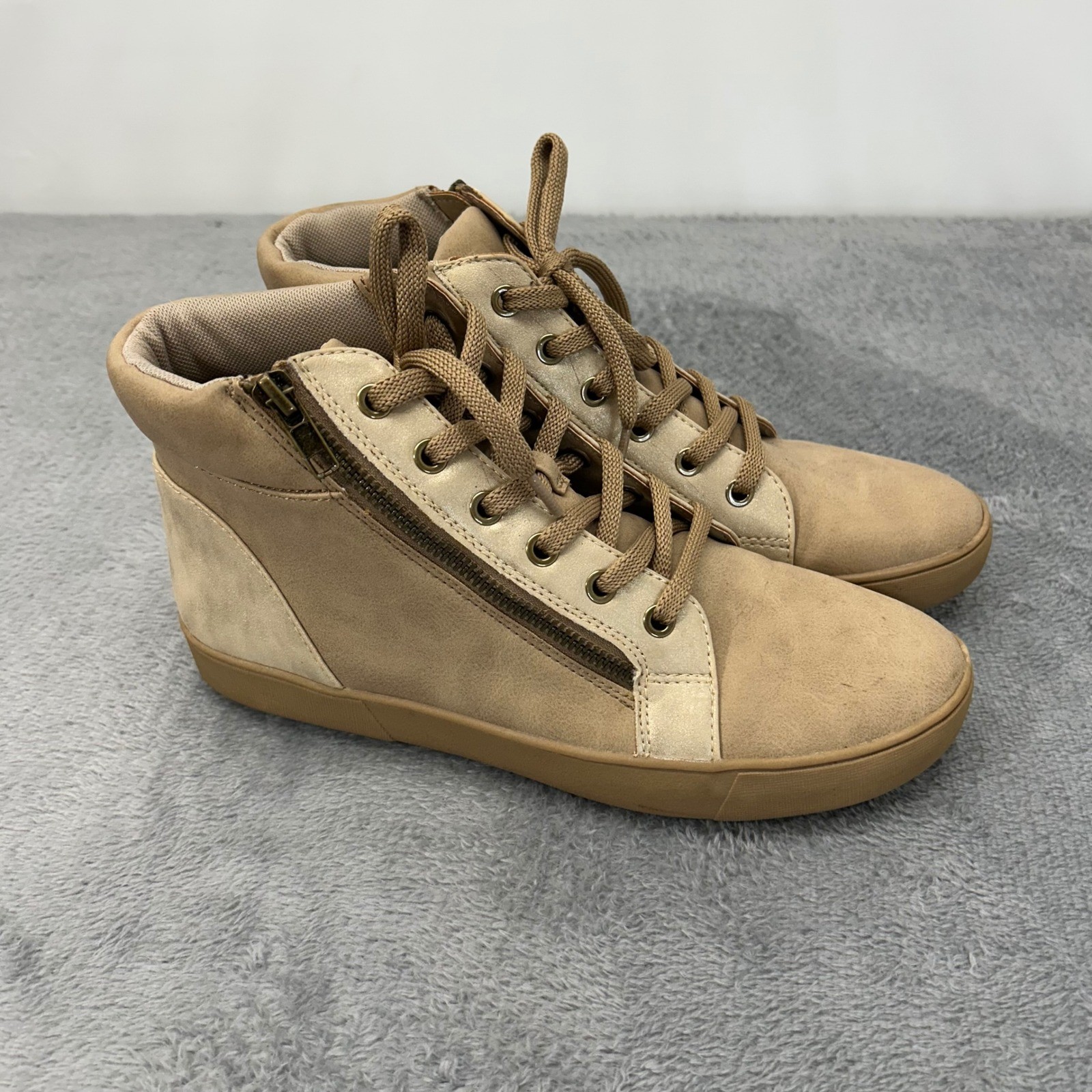 Naturalizer Providence Womens 8M Buff Gold Wedge High Top Sneakers F1675S3252