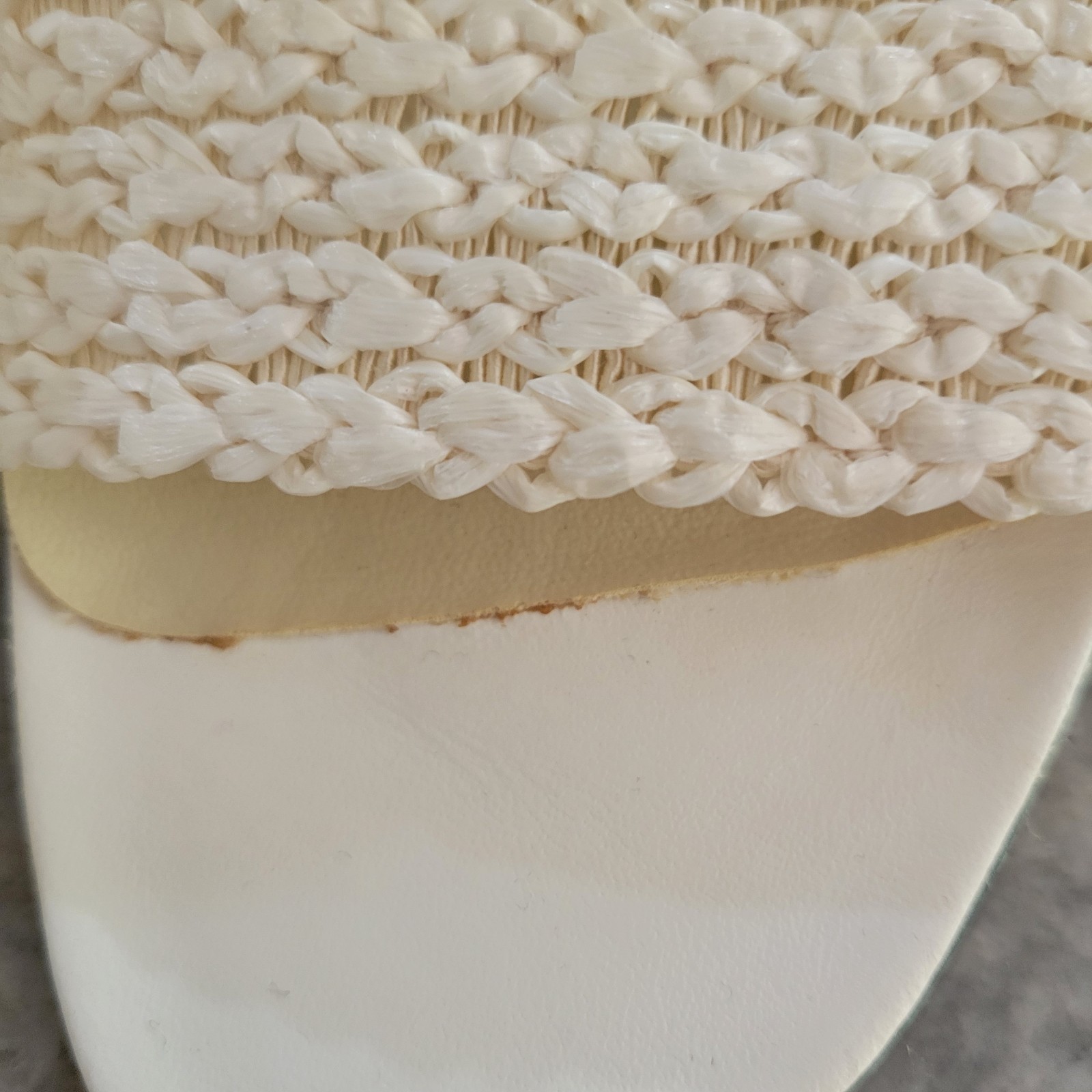 Jack Rogers Lexa Slide Sandals White Raffia Block Heel Women’s 10