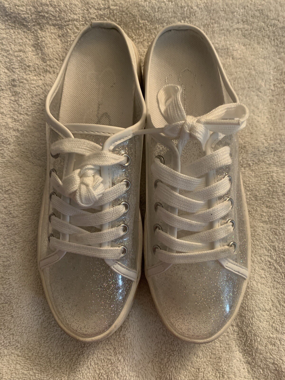 clear bright white glitter TPU Size 8