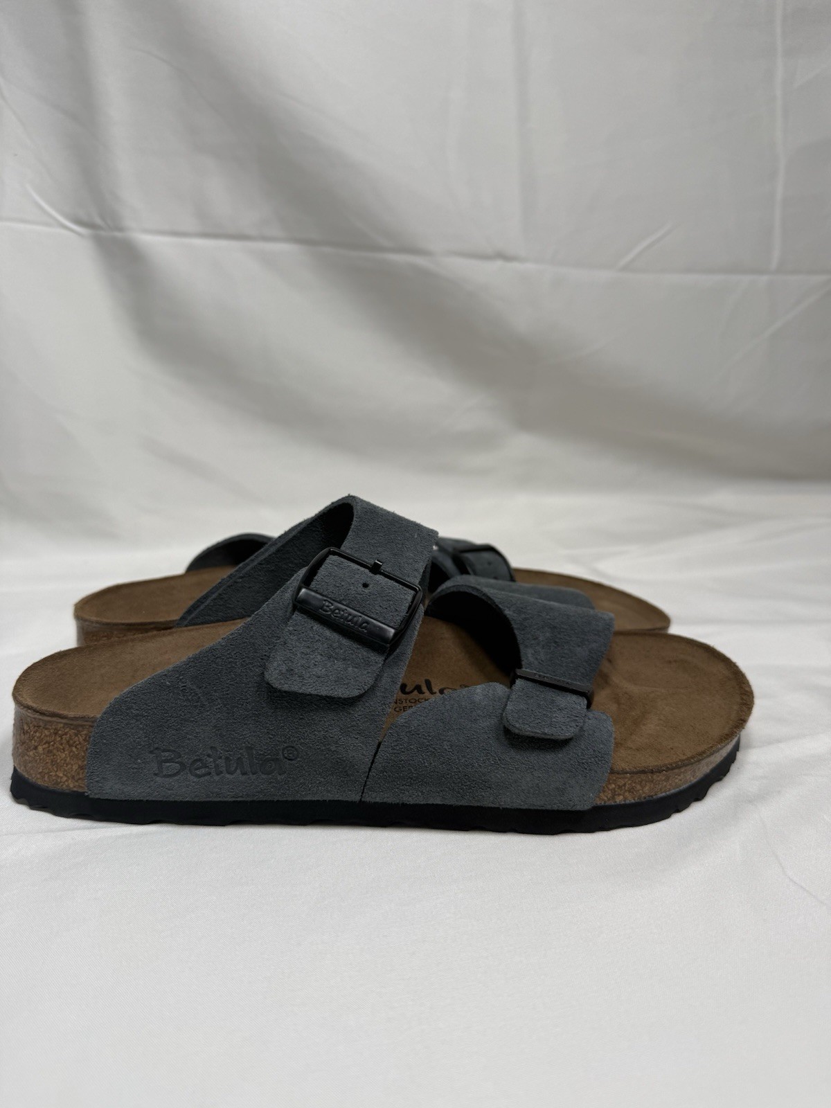NEW Birkenstock Betula Samba Two Strap Sandal Grey Suede EU 38 L7 M9 Narrow