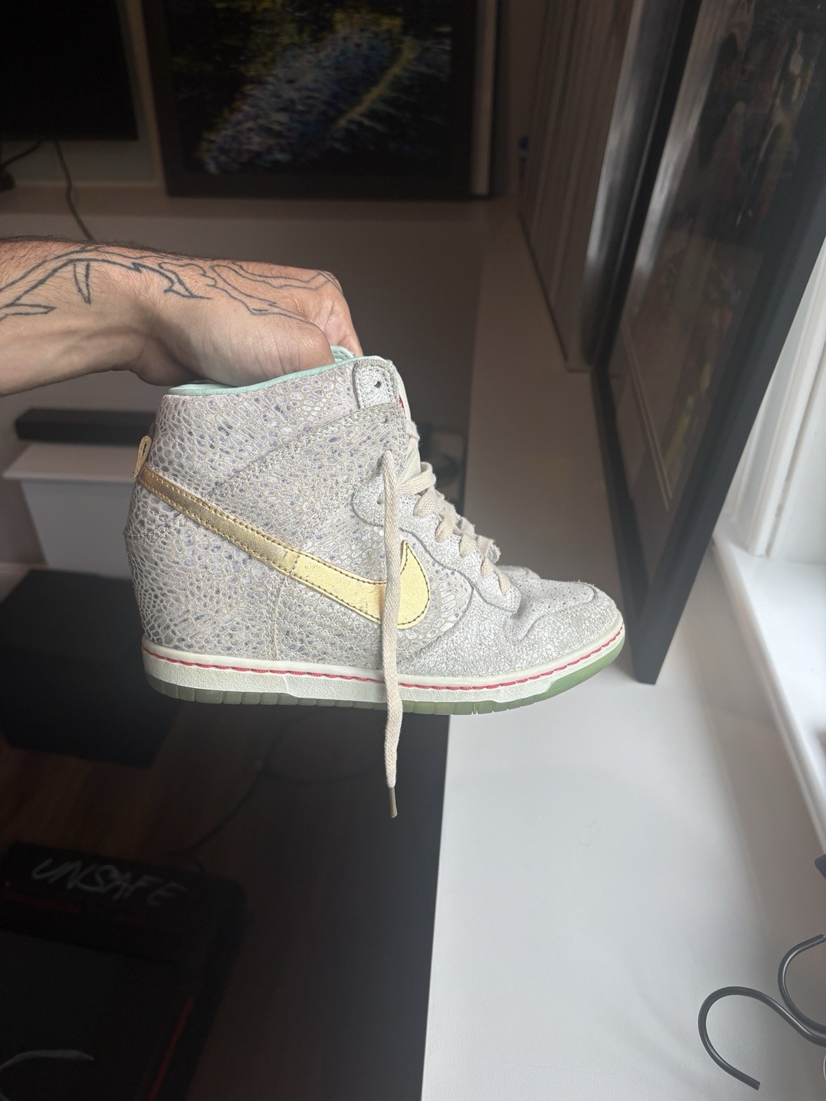 ‘Year of the Horse’ Nike Sky-Hi Dunk *rare* worn 2x – sea foam, grey, gold