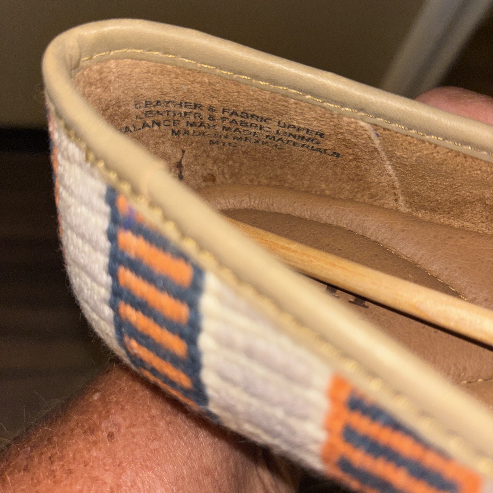 New Born 10 M Giselle Flats Orange Gray Aztec Slip On Woven Textile Leather