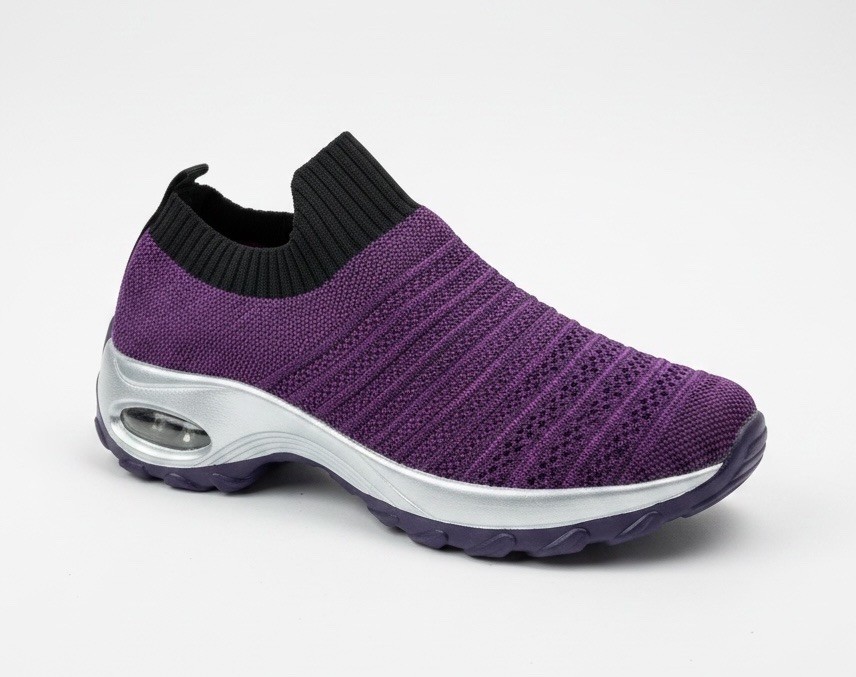 Women’s Walking Shoes Purple Knit Air Cushion Sock Sneakers Size 42