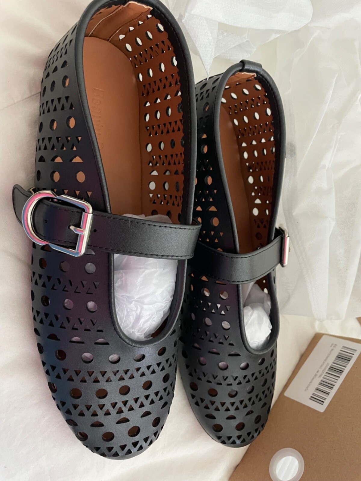 Black Flats Ballet Women’s 8 Beauty Cry Mesh Mary Jane Dressy Casual Daily Shoes