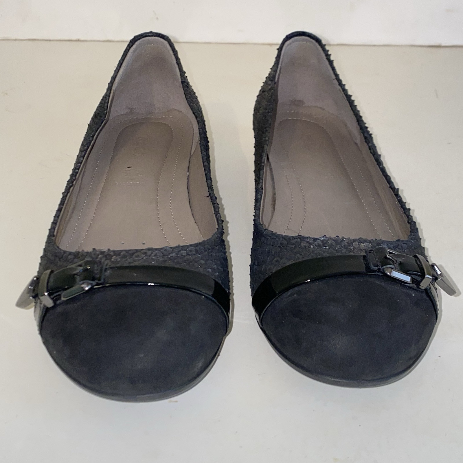 Ecco Touch 15 Black Reptile Cap Toe Ballet Flats Womens Size 35 (US 4 – 4.5 )