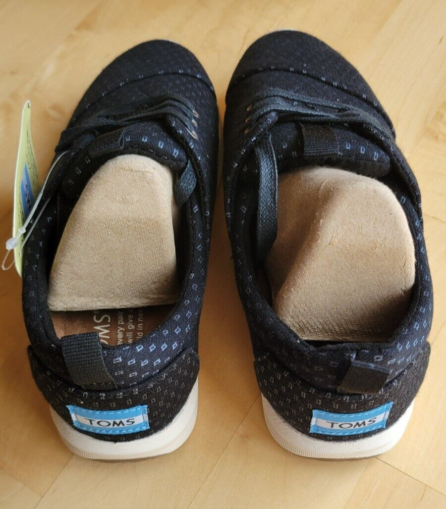 Toms Del Rey Lace Up Black Sliver Sneakers Casual shoes Size 5