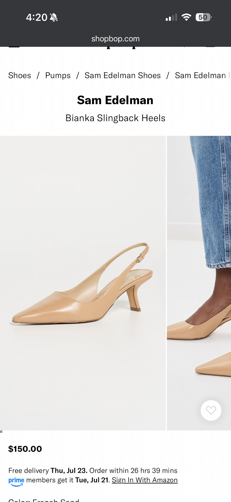 sam eldman bianka slingback heels – tan – size 7