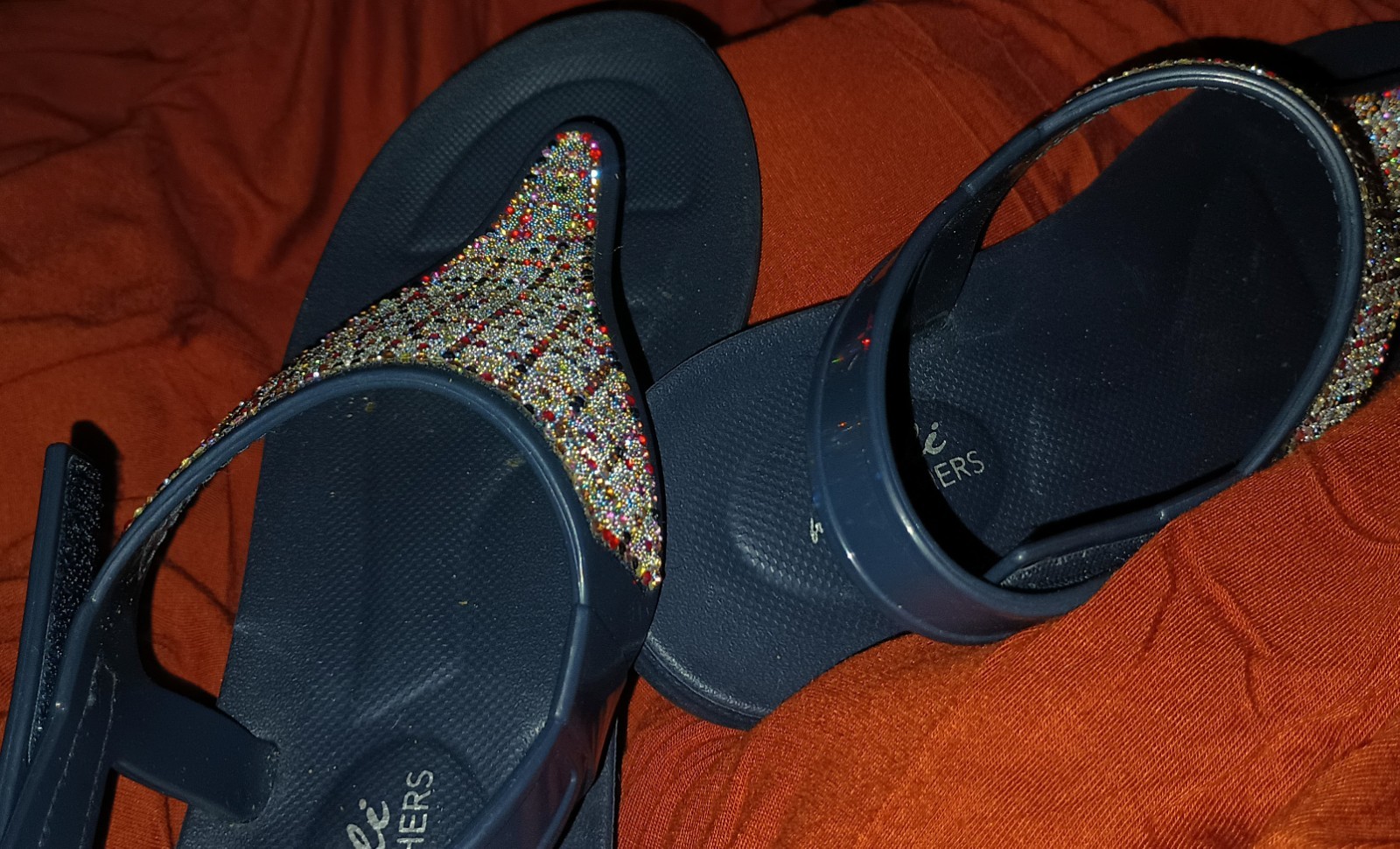 Cali from Skechers Size 6.5 Blue Plastic Blue Colorful Bejeweled