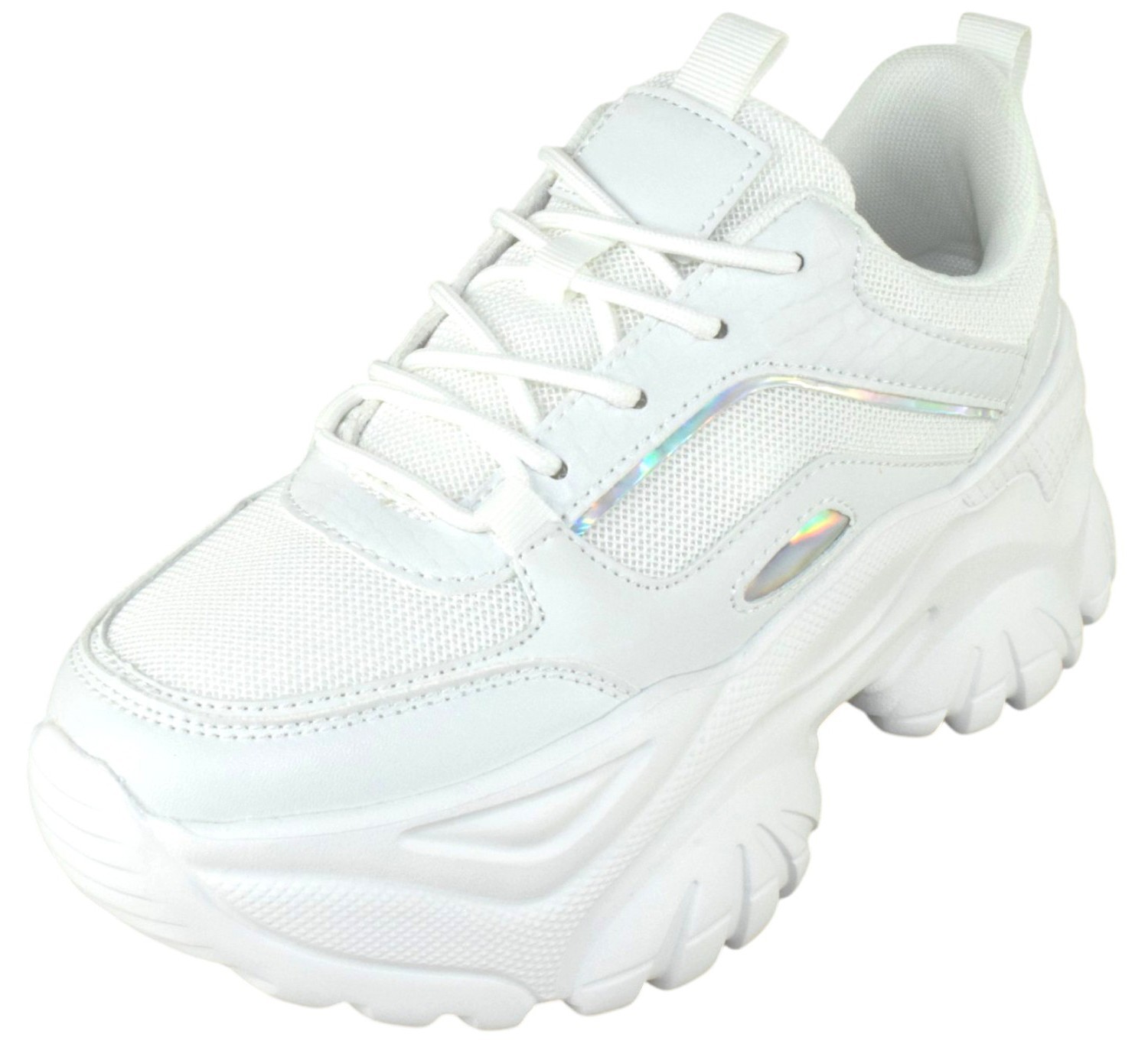 Berness Women Chunky Platform Sneakers Trainers Thick Sole Walking HANNA White