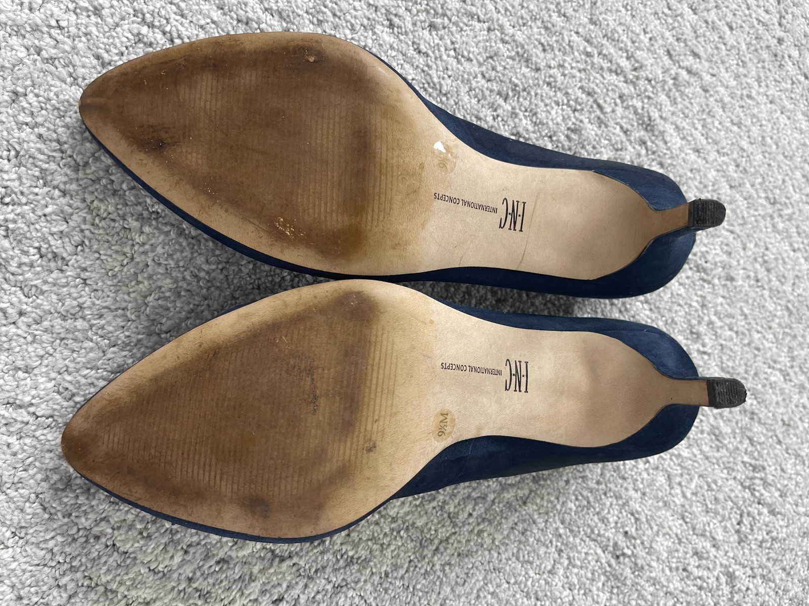 INC Women’s Zitah 5 Leather Pumps Dress Heels Blue 9.5 Medium (B M)