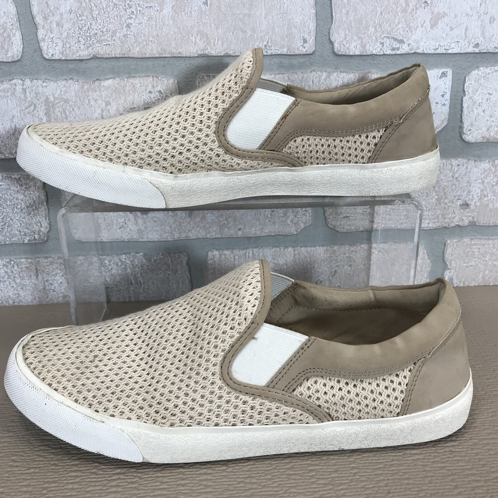 Lucky Brand Viah Slip On Sneakers Natural Combo Fisher Woven *See Pics & Descr*