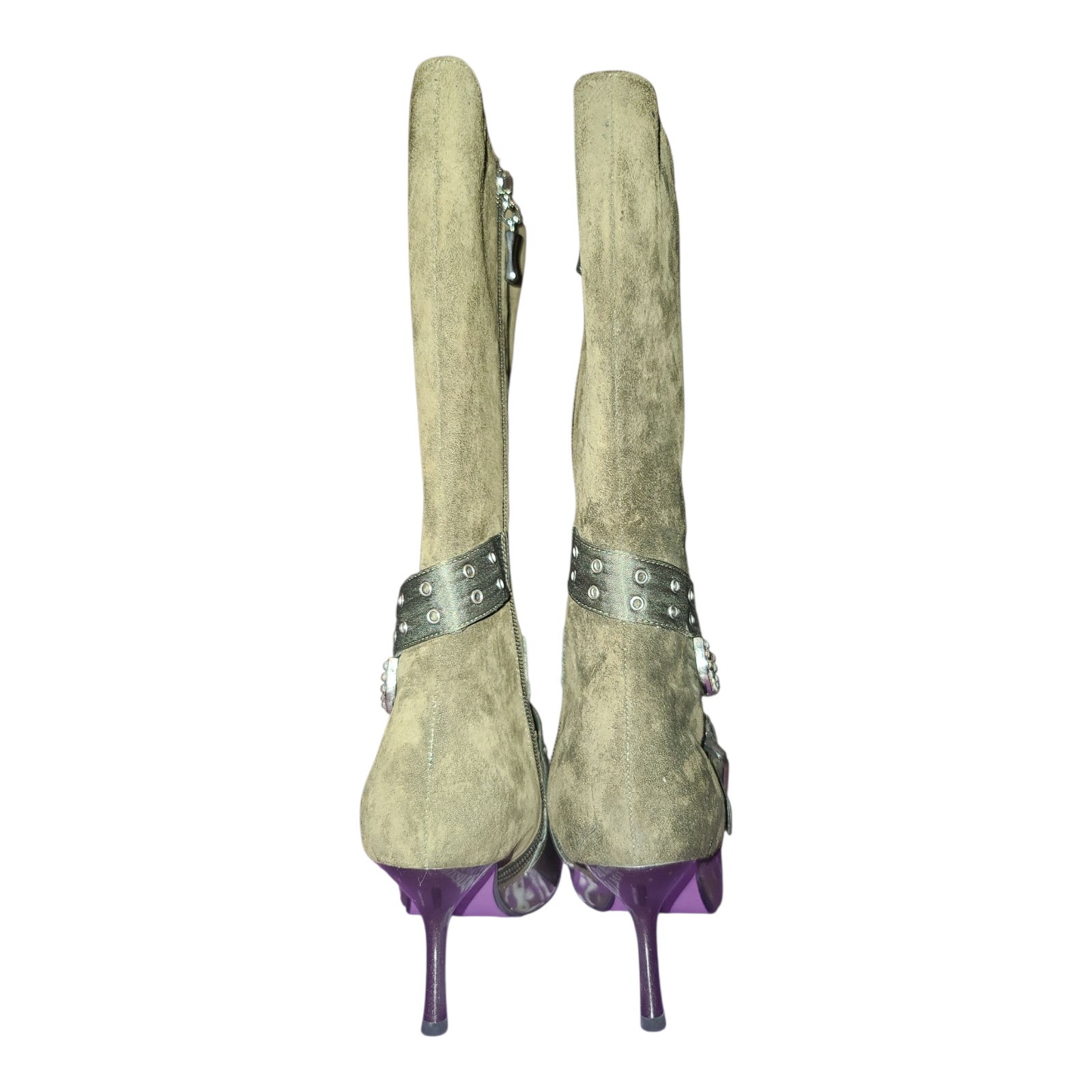 Suzanne Somers Collections Purple Bottom Suede Boots Women’s 7 Zip Up