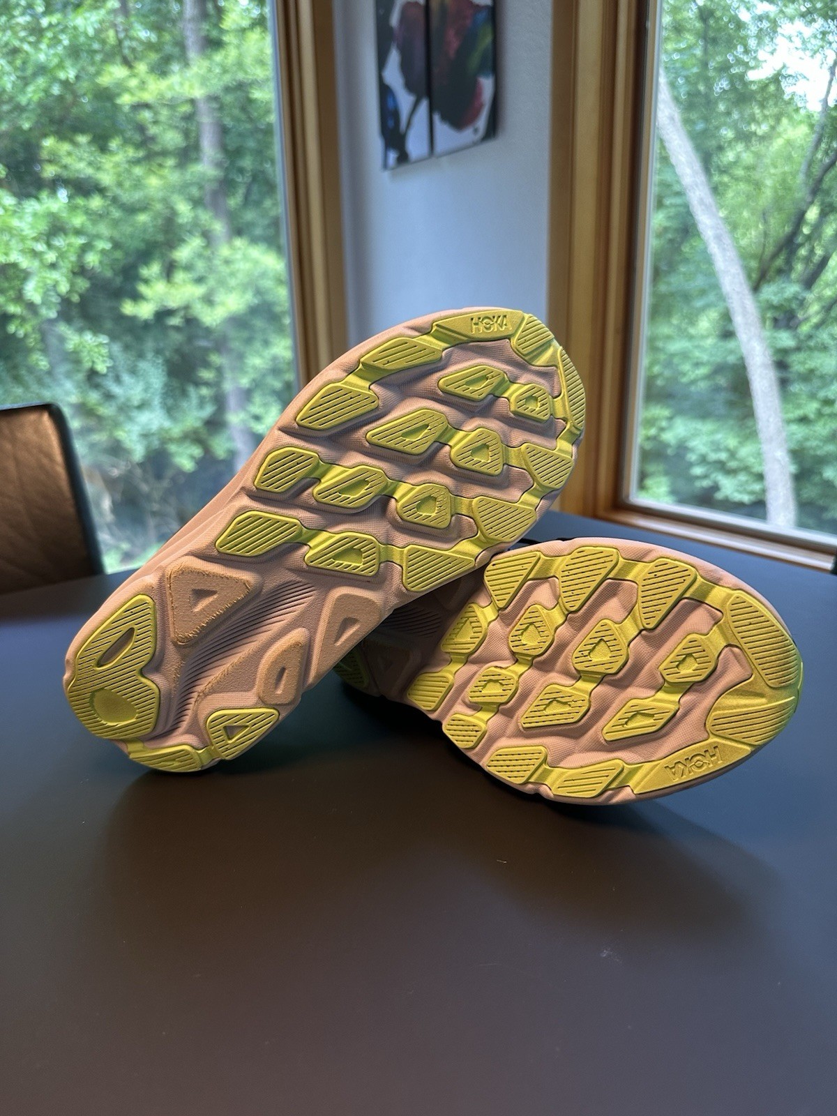 HOKA Woman’s Low Top Lace-Up Running Sneaker Purple/Yellow/White Rubber Sole