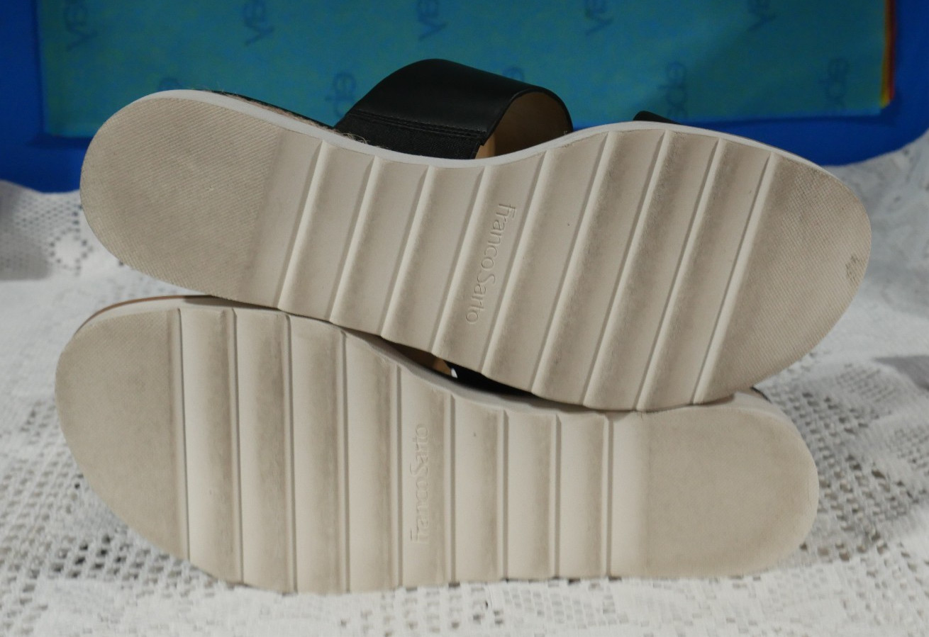 EUC FRANCO SARTO SIZE 9M ALL MAN MADE BLACK CONAN ESPADRILLE SLIDES SANDALS