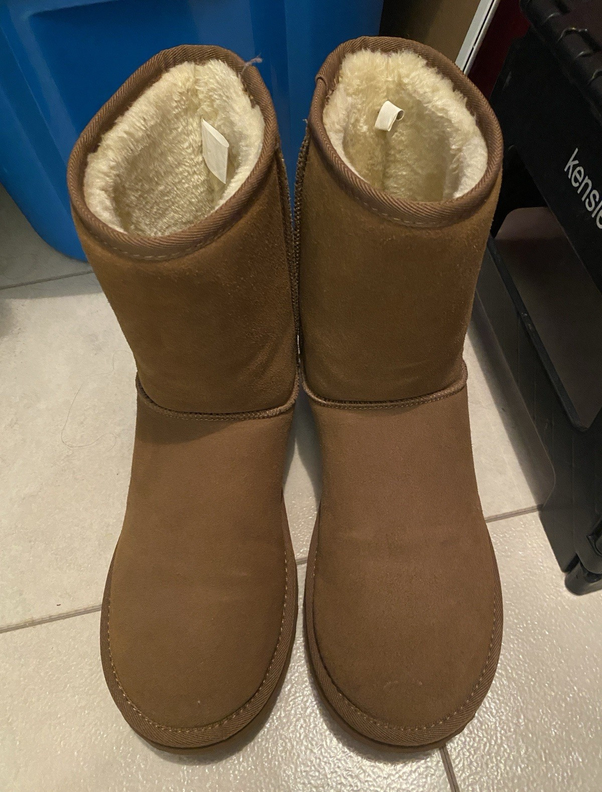 Women’s Brown Faux Fur Lined Ankle Bootie Round Toe Solid US 10