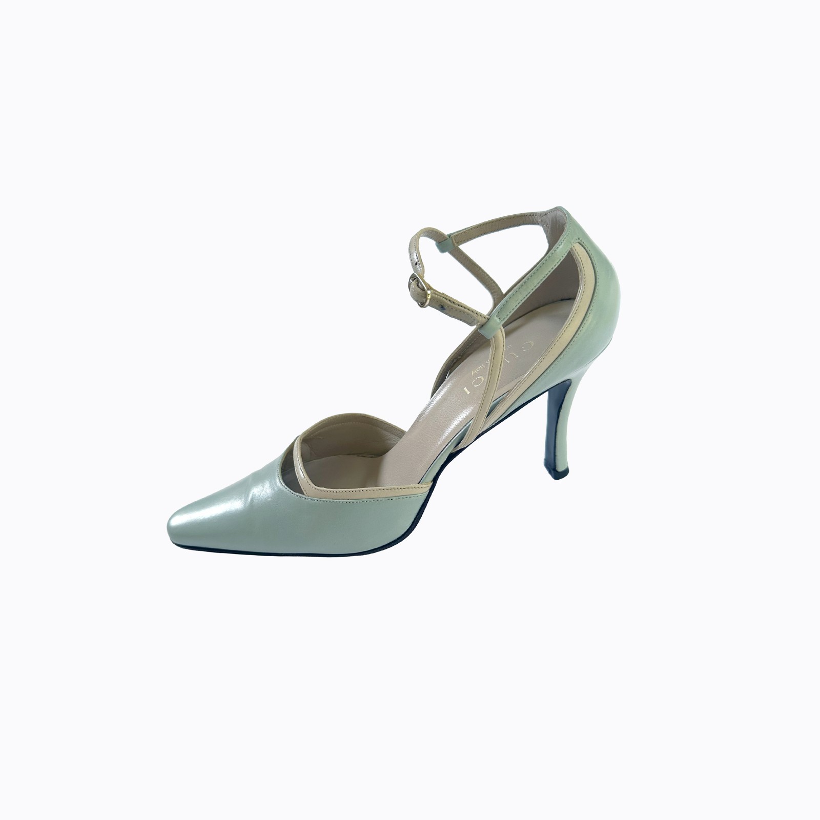 Vtg Gucci Tom Ford 90s Pistachio Mint Green Leather Slingback Stiletto Heels 7B