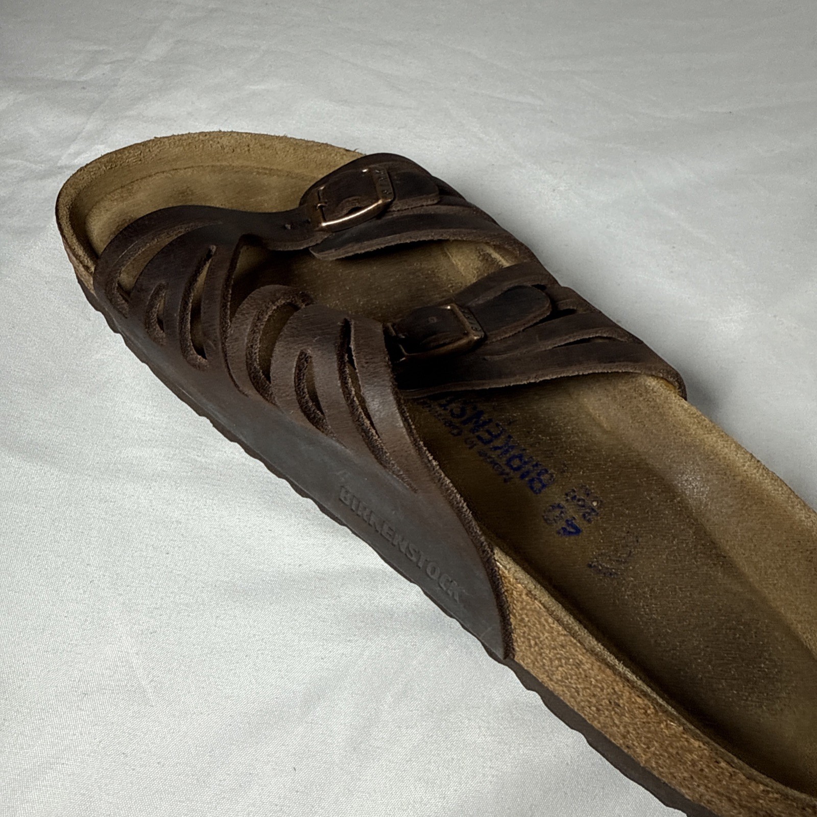 Birkenstock Sandals Brown Granada Slides Leather Buckle Womens 40 L9 M7 2W