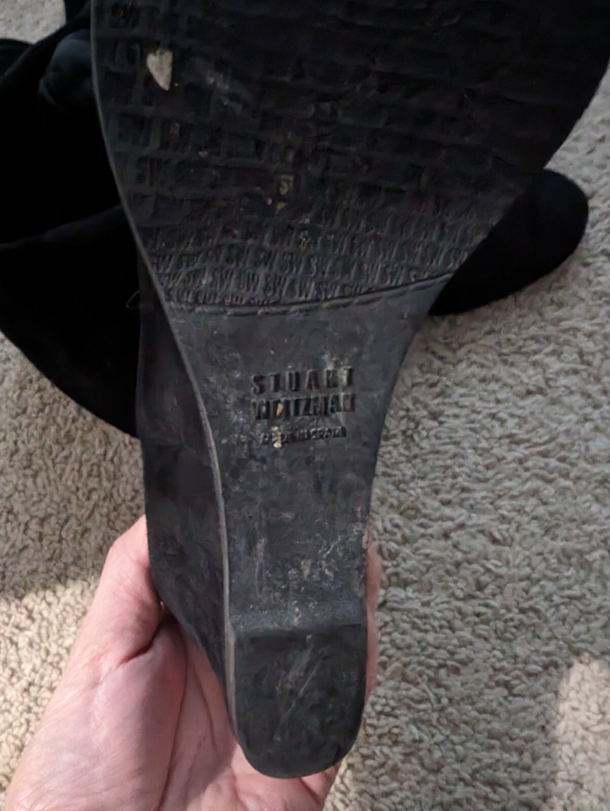 Stuart Weitzman Fitted Demiswoon Black Suede Wedge Boots Size 9M