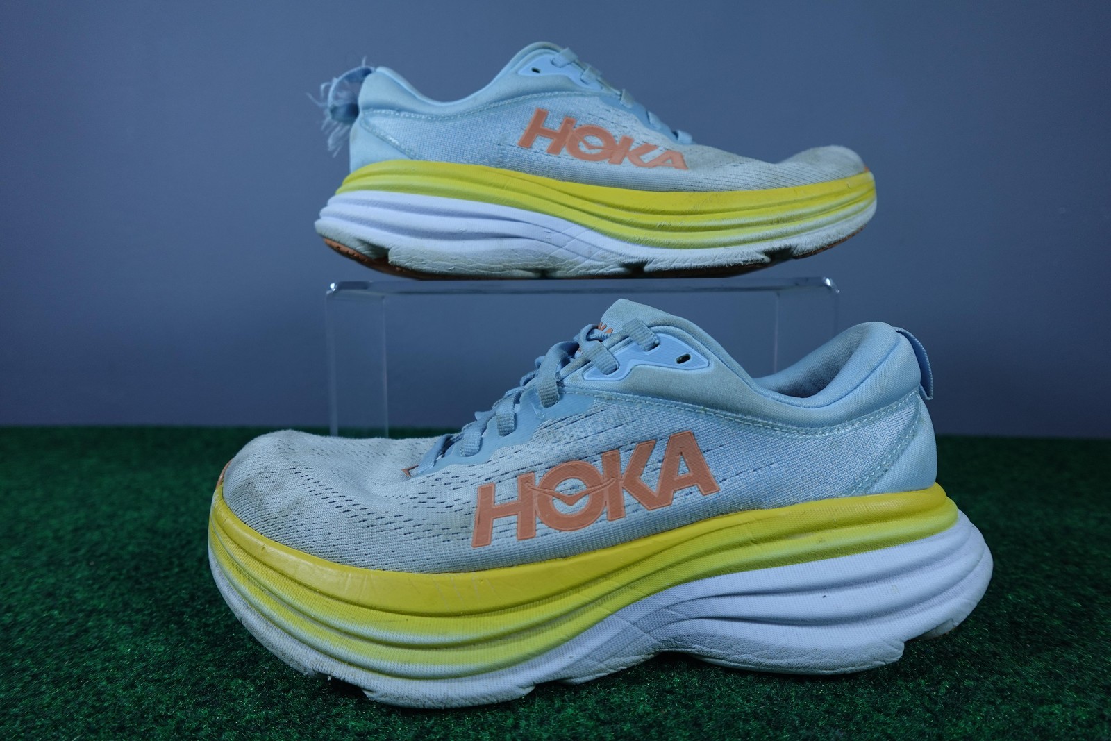 Hoka One One Bondi 8 Shoes Womens Size 7.5 Blue Running Sneakers 1127952 SSCA