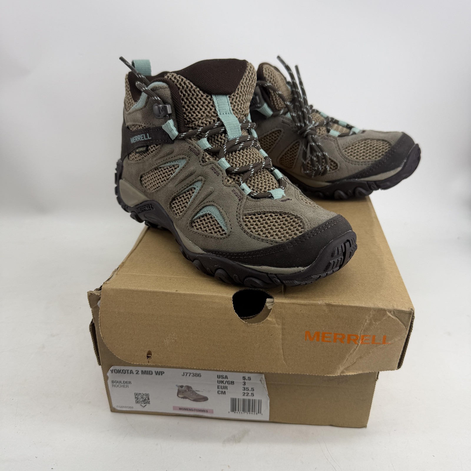 Merrell Yokota 2 Mid WP Shoes Womens 5.5 Brown Waterproof Hiking Gorpcore J77386